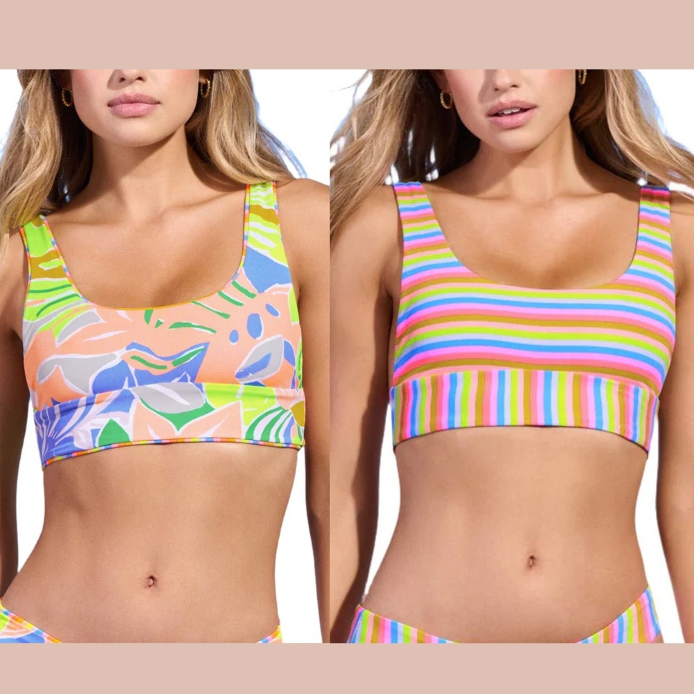 NEW $79 Maaji [ Small ] Rainbow Stripe Donna Sporty Bralette Bikini Top‎ U1363
